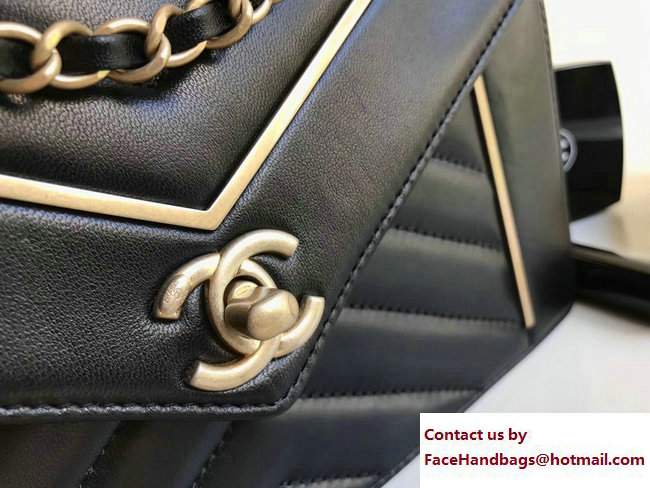 Chanel Lambskin & gold metal Chevron small/medium Flap Bag black